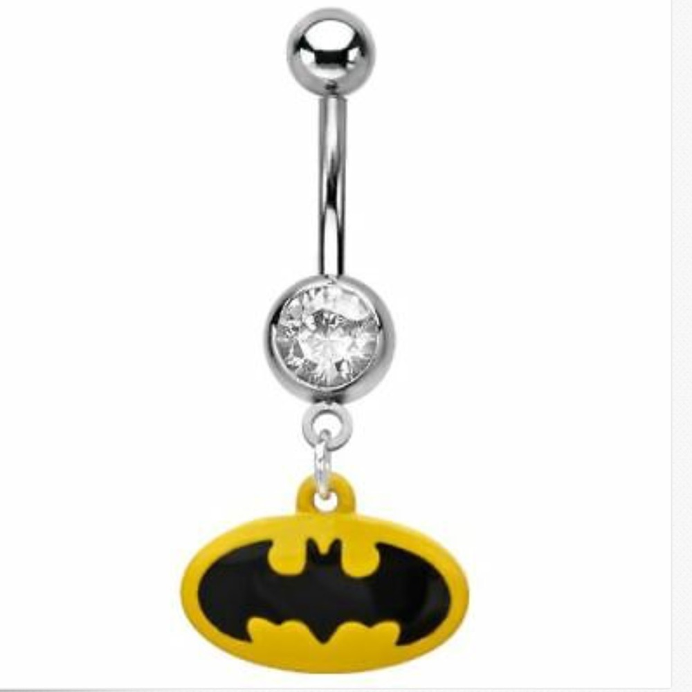 Batman Dangle Belly Button Ring
